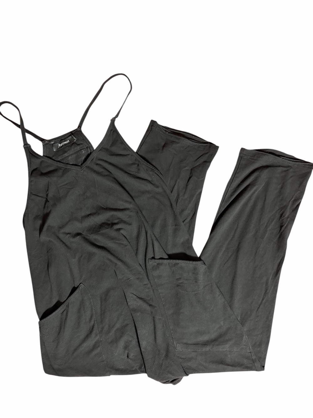 Black Sleeveless Jumpsuit with Front Pockets M
